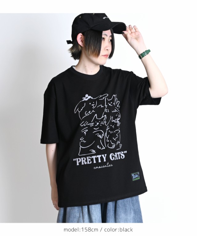 猫プリントTシャツ