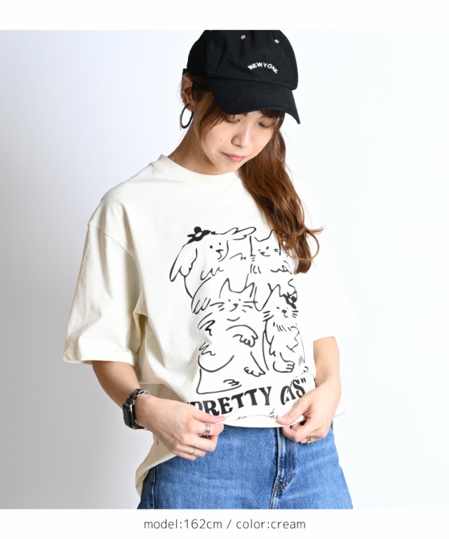 猫プリントTシャツ