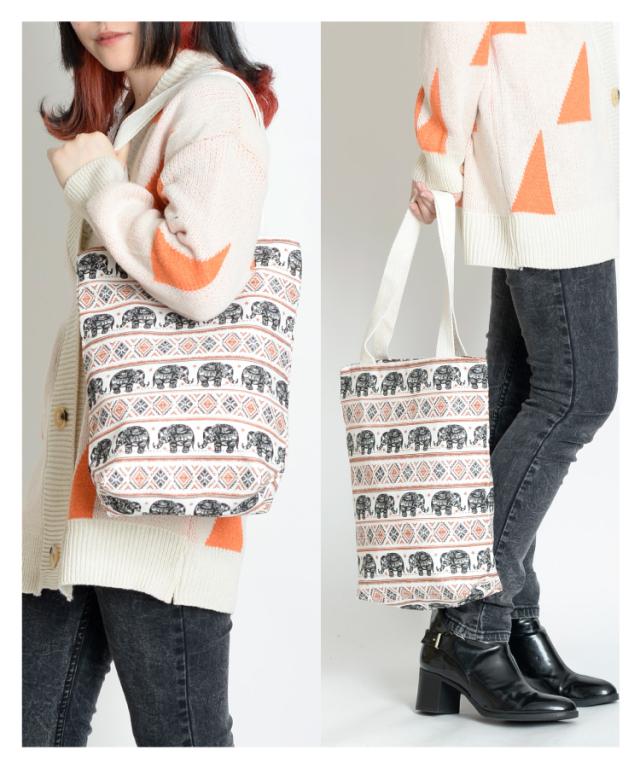 コーデのアクセントに。ぞうたてトートバッグ