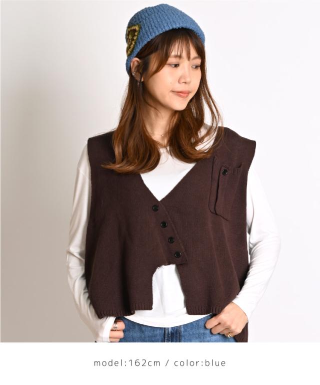 温かみある可愛さ。クロシェ付きニット帽