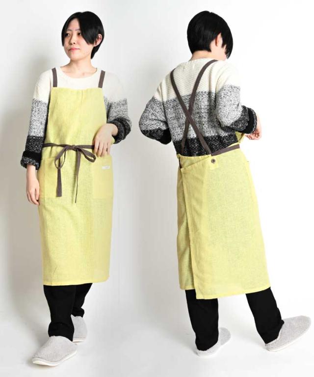日常に寄り添う。麻混配色エプロン