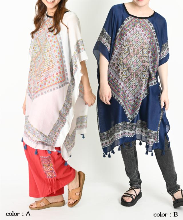 薄手ポンチョ風トップス