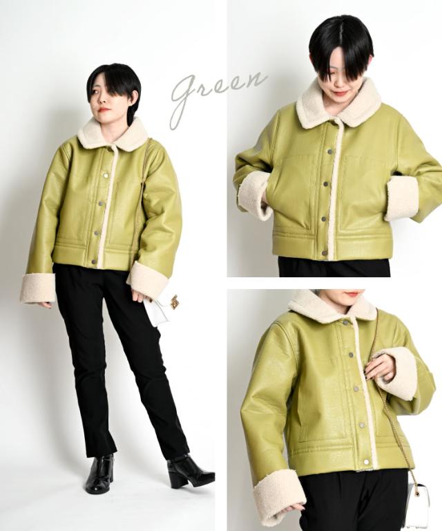 冬こそスタイリッシュ。フェイクレザー裏ボアブルゾン