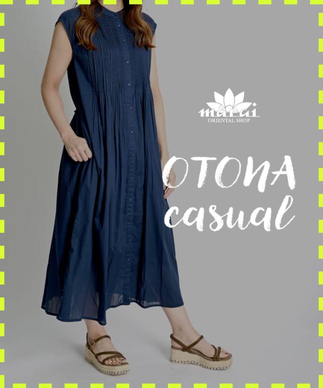 おとなカジュアル。コットンピンタックフレンチスリーブワンピ