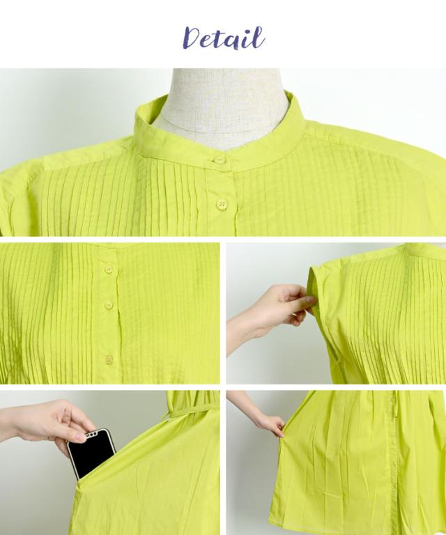 おとなカジュアル。コットンピンタックフレンチスリーブワンピ