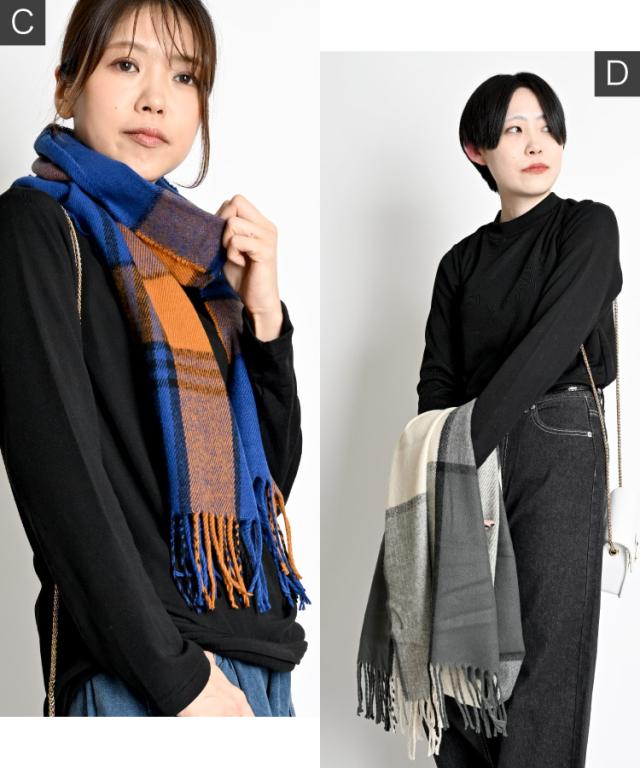 顔まわりに、愛嬌とぬくもり。大判チェックマフラー