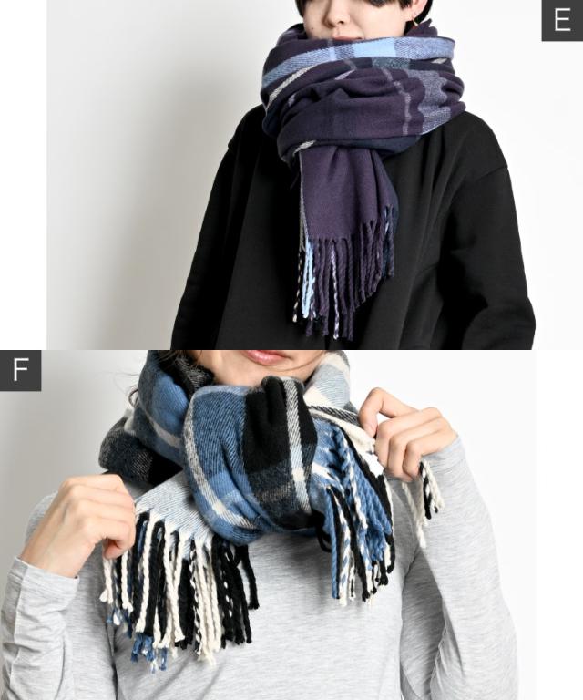 顔まわりに、愛嬌とぬくもり。大判チェックマフラー
