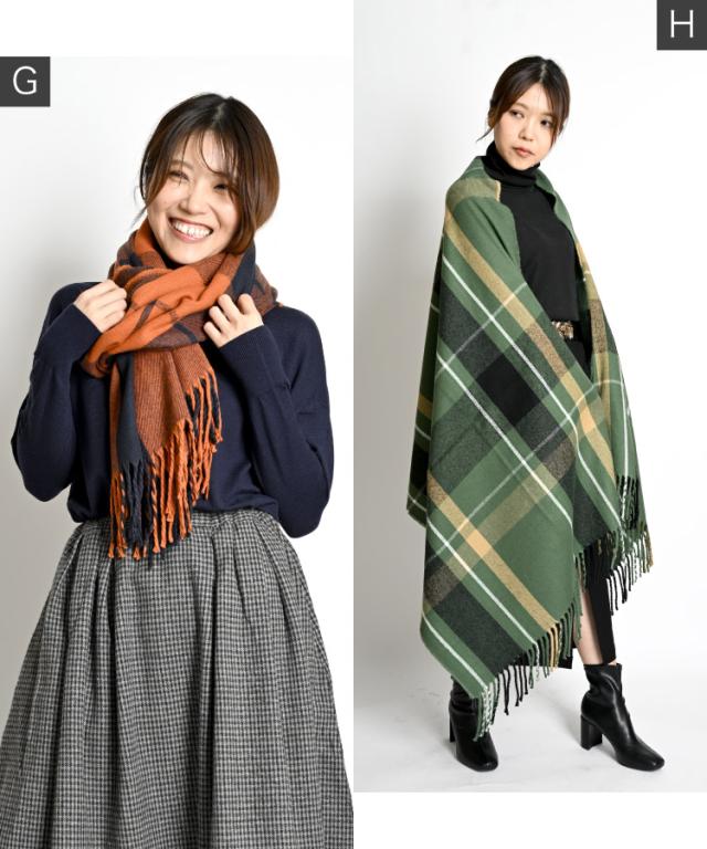 顔まわりに、愛嬌とぬくもり。大判チェックマフラー