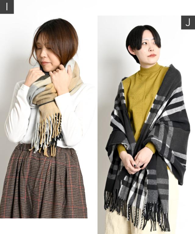 顔まわりに、愛嬌とぬくもり。大判チェックマフラー