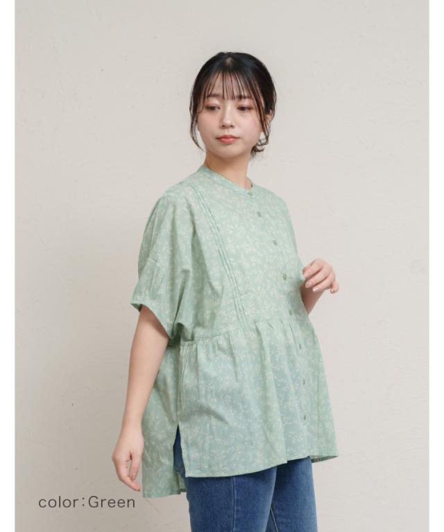 優しい花と過ごす。花柄シャツブラウス