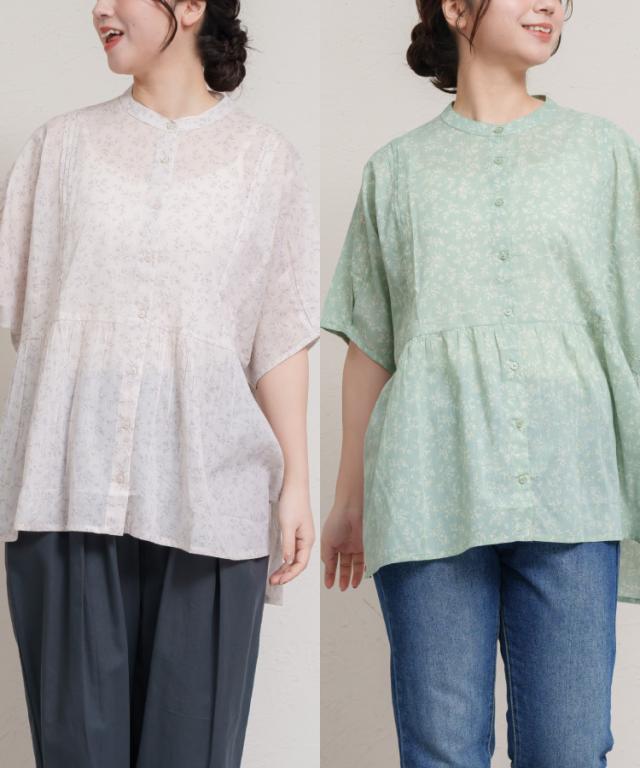 優しい花と過ごす。花柄シャツブラウス