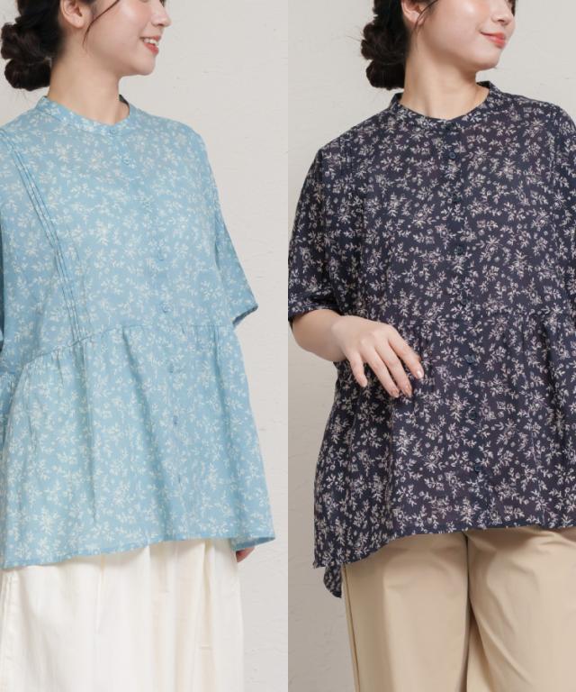 優しい花と過ごす。花柄シャツブラウス