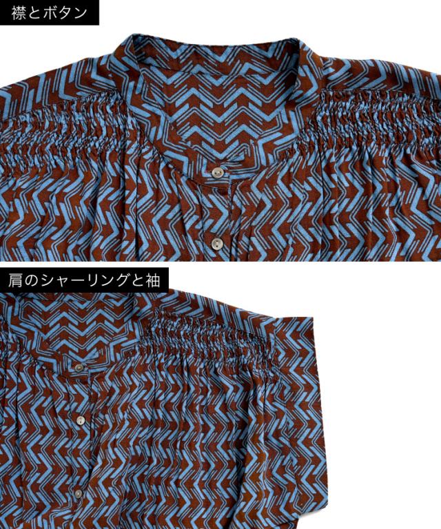 レーヨンプリントシャーリングブラウス