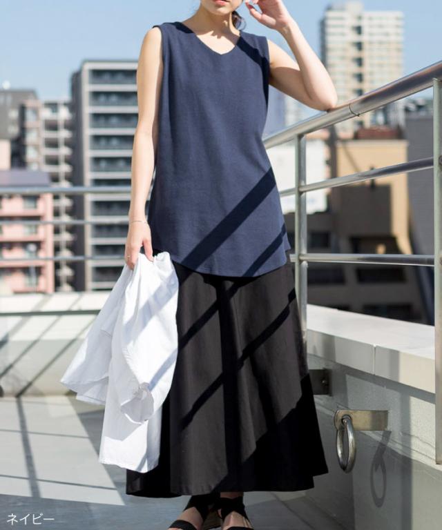 Vネックワッフルタンクトップ