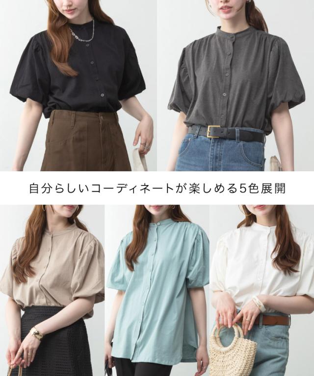 ブラウス風パフスリーブカットソー