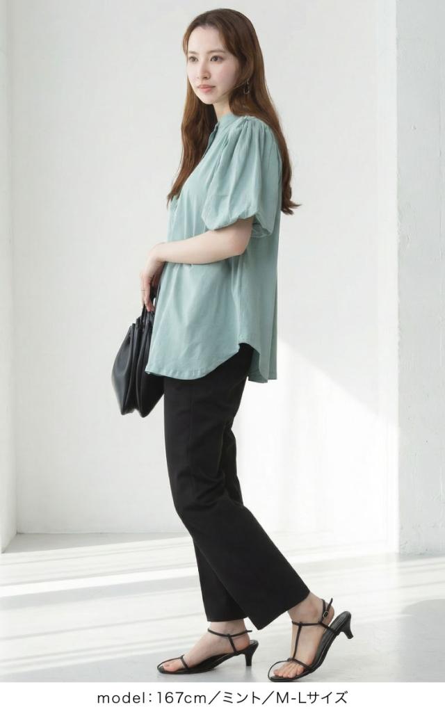 ブラウス風パフスリーブカットソー