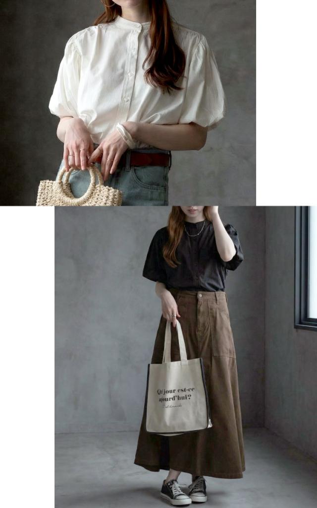 ブラウス風パフスリーブカットソー