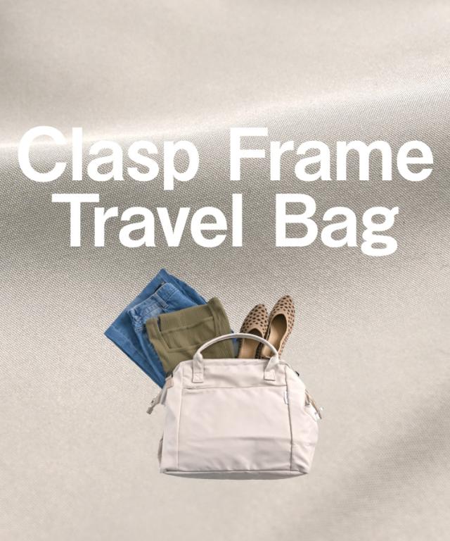 パカッと開いて、サッと取り出す。がまぐちボストンバッグ