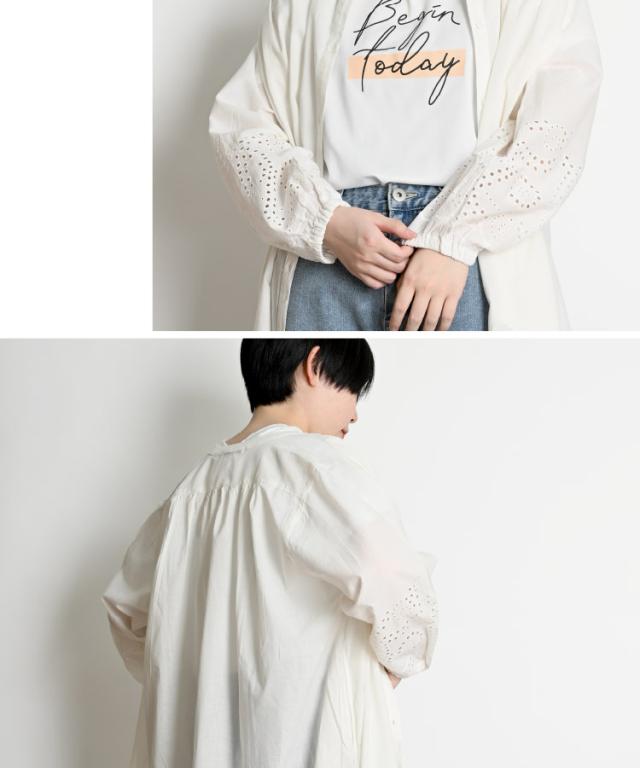 袖に咲いたアクセント。インドコットンワンピース