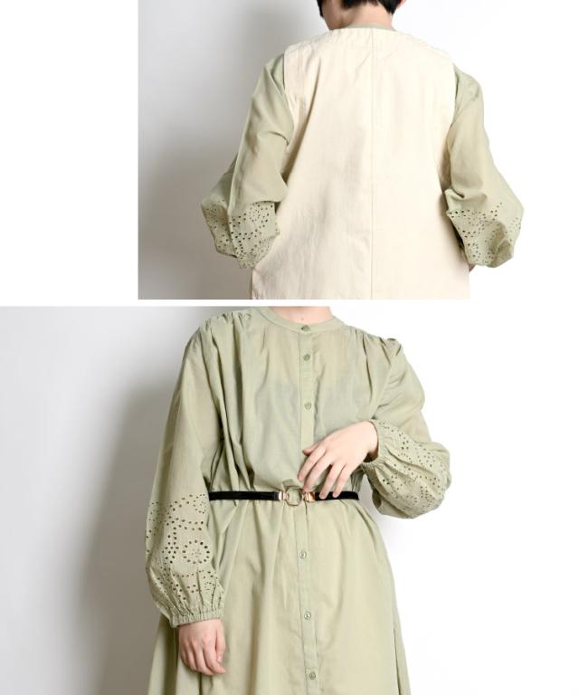 袖に咲いたアクセント。インドコットンワンピース