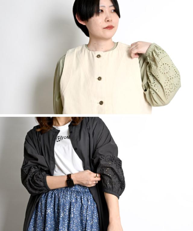 袖に咲いたアクセント。インドコットンワンピース