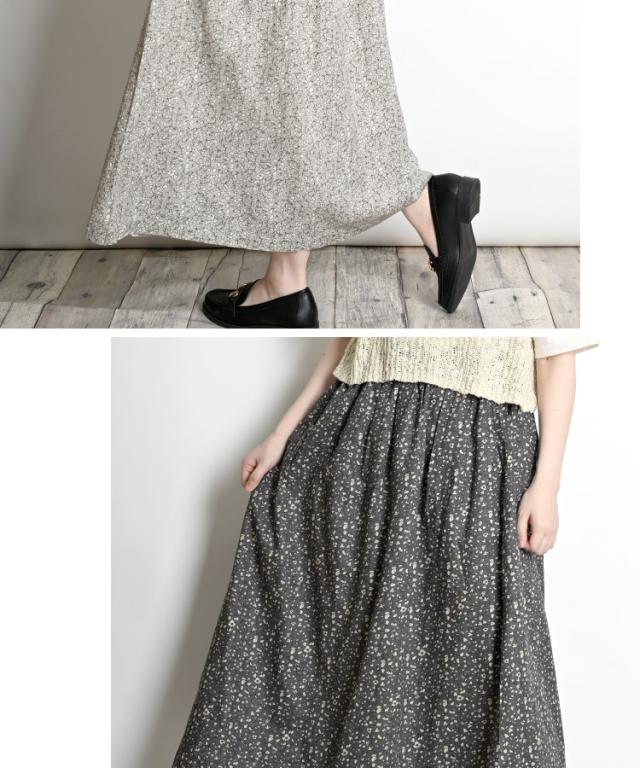 今日の私にそっと花を添えて。フラワープリントギャザースカート