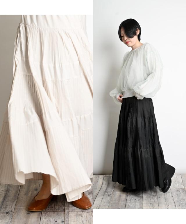 ふわりと贅沢に広がる。プリーツティアードスカート