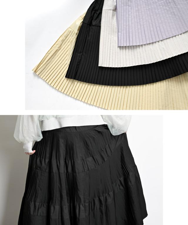 ふわりと贅沢に広がる。プリーツティアードスカート
