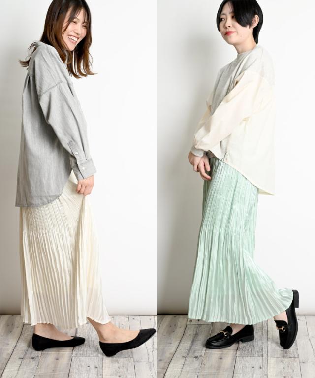 踊るように揺れる。フィラメントサテンプリーツスカート