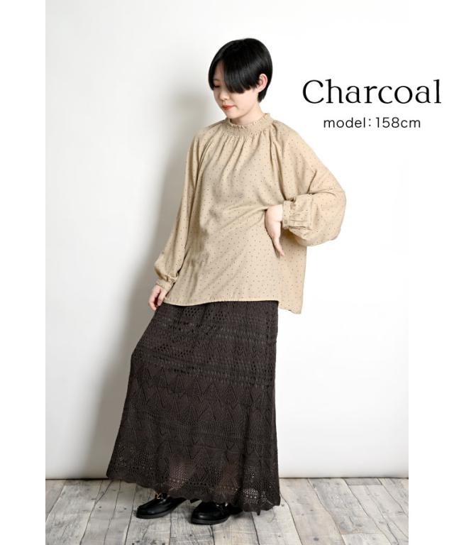 重ねても涼やかニット。ペチコート付き透かし編みスカート