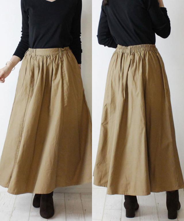 コットンマキシギャザースカート