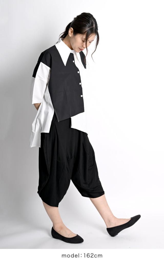 心地よいエッジ。七分丈モノトーンサルエルパンツ