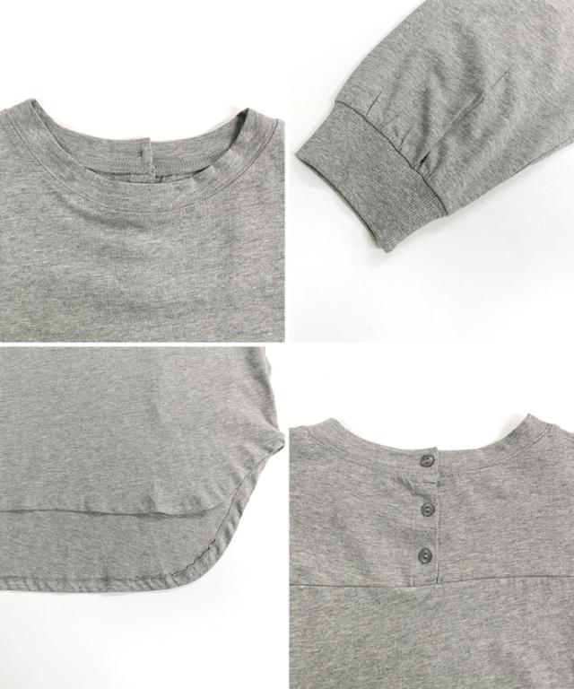 後ろボタン長袖カットソー