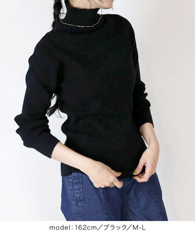 タートルネックリブニット