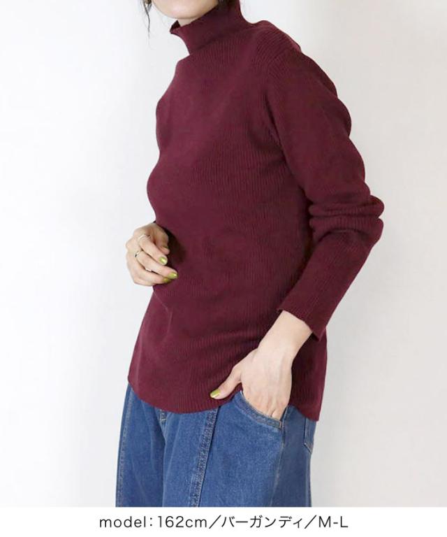 タートルネックリブニット