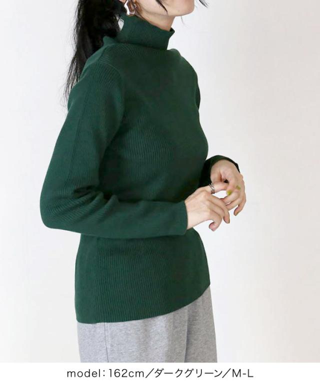 タートルネックリブニット