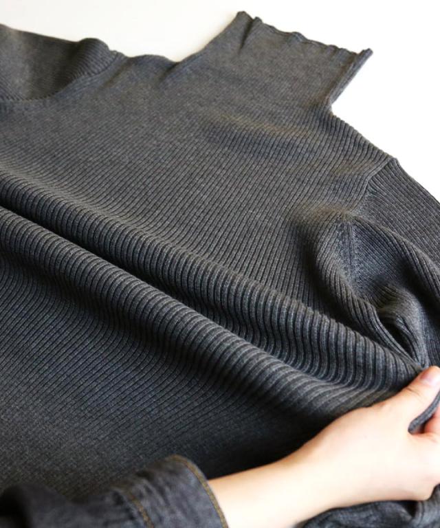 タートルネックリブニット