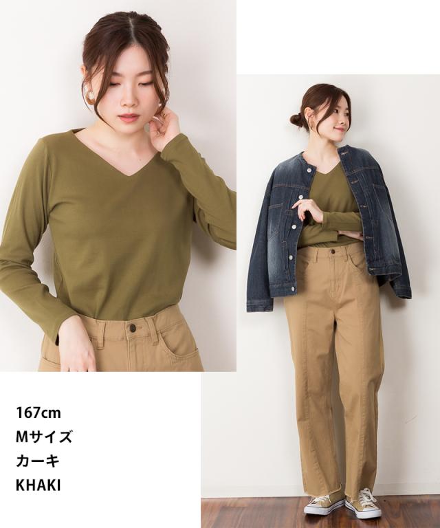 Vネックロングスリーブシャツ