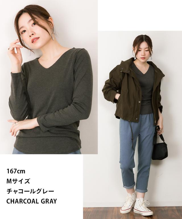 Vネックロングスリーブシャツ