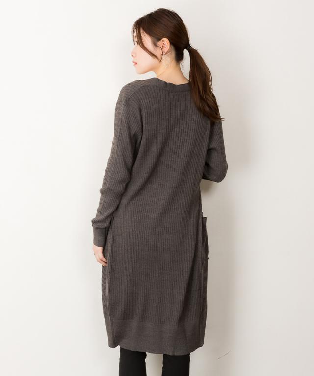 コットンニットロングカーディガン