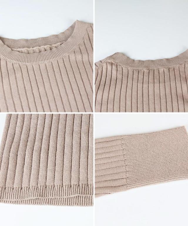 ラウンドネックリブニット