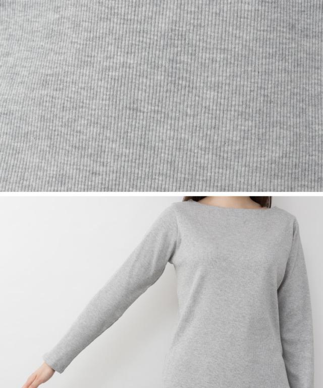 リブボートネックカットソー