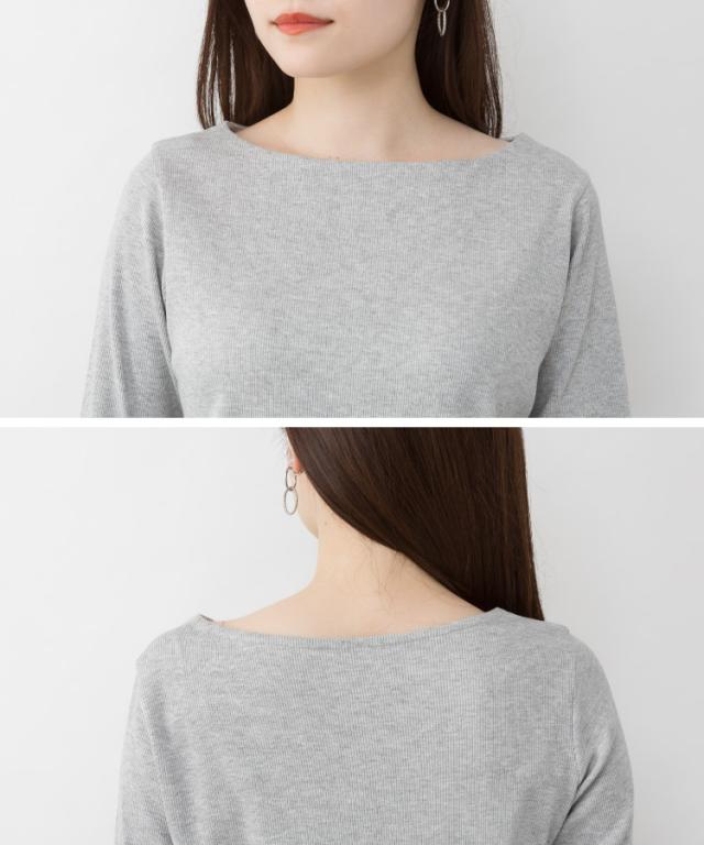リブボートネックカットソー