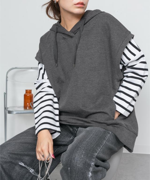 ミニ裏毛ノースリーブパーカー