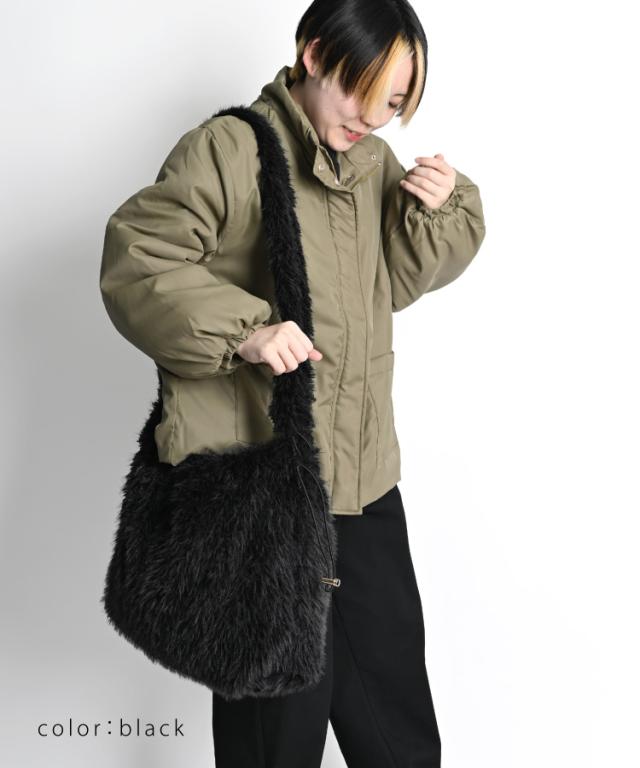 巾着ファーショルダーバッグ