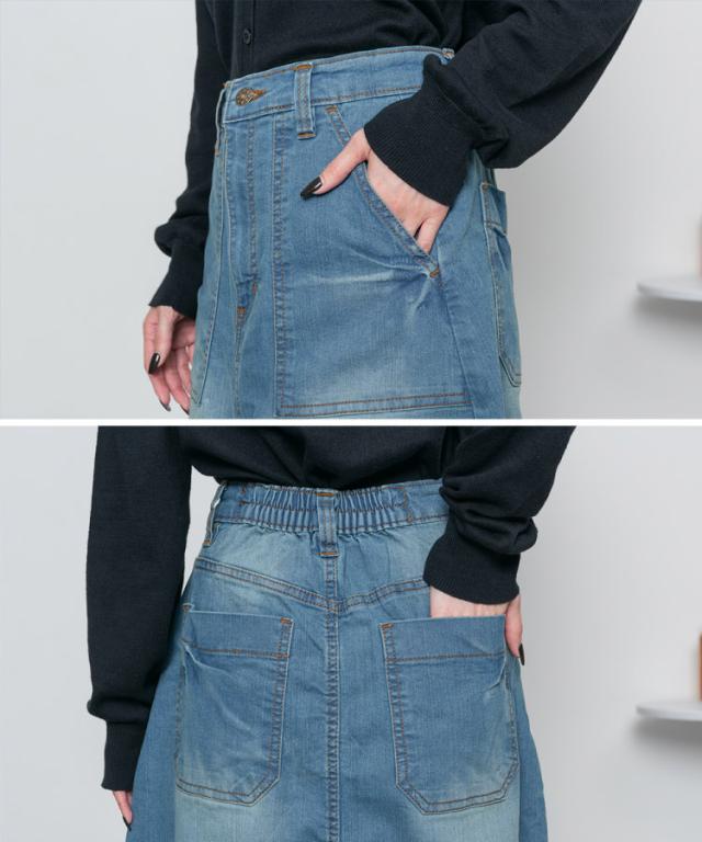 ストレッチデニムベイカースカート
