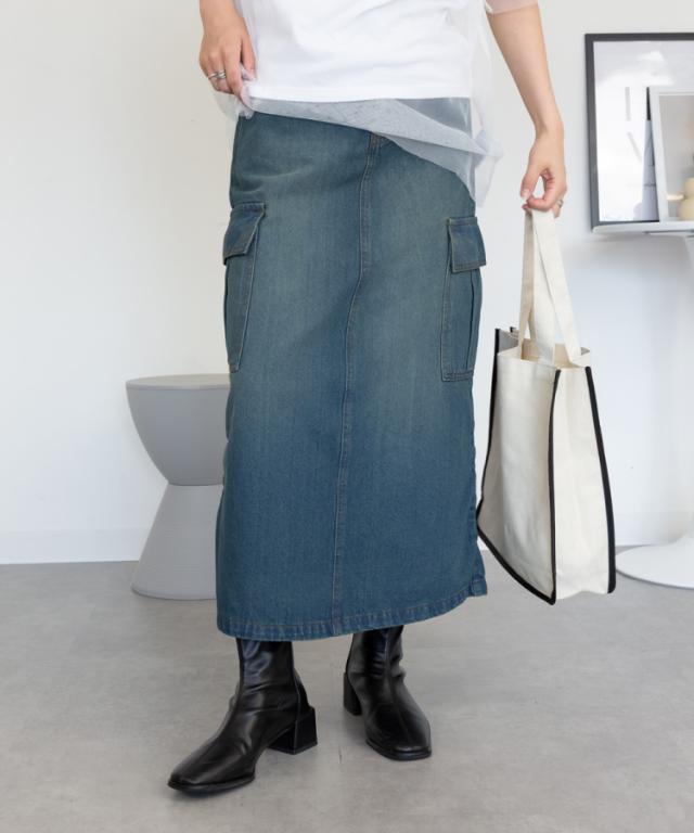 デニムカーゴスカート