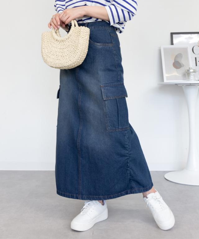デニムカーゴスカート