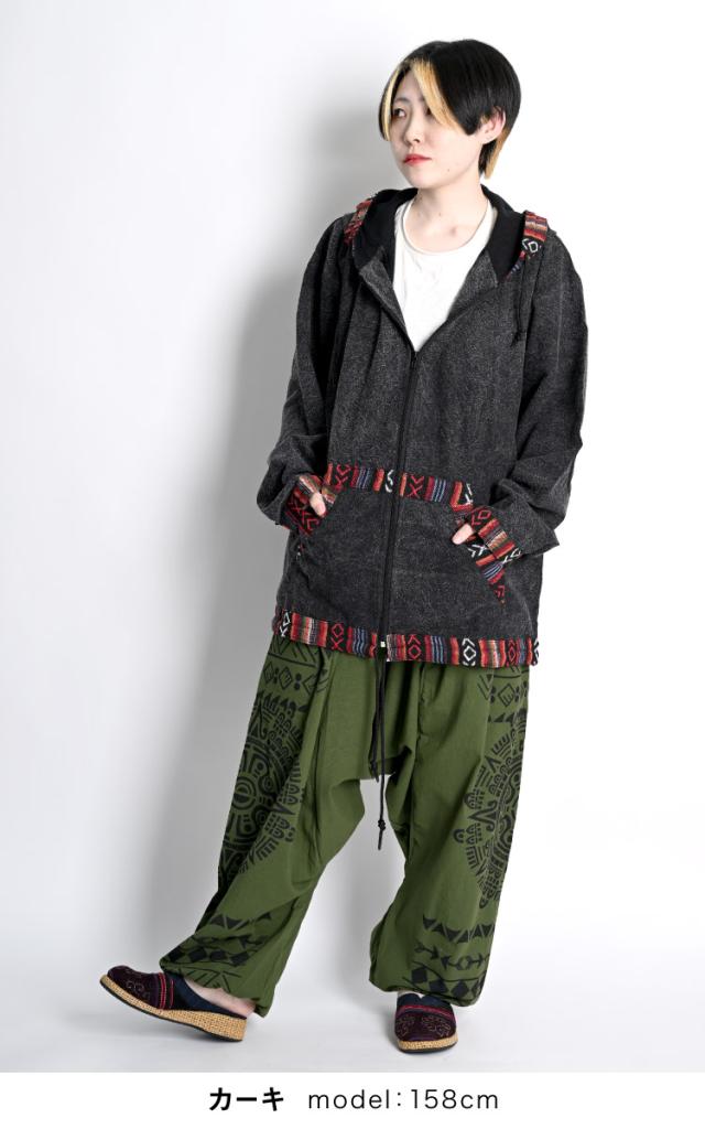 たまり感で、差がつく。サイドポケット柄サルエルパンツ