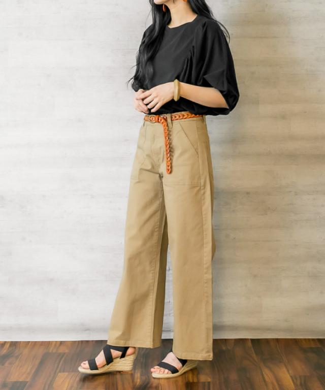 ツイルワイドベイカーパンツ
